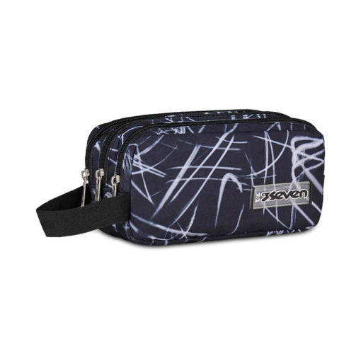 Picture of SEVEN FREETHINK 3 ZIPPER PIRATE BLACK PENCIL CASE